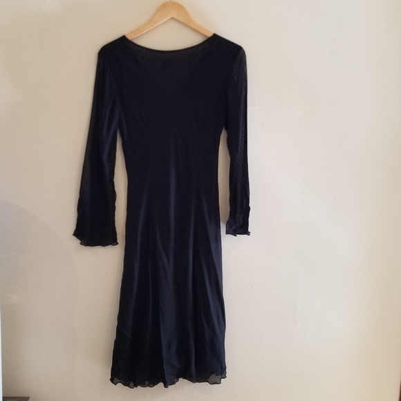 SALAAM black v-neck dress sheer sleeves - Picture 2 of 7